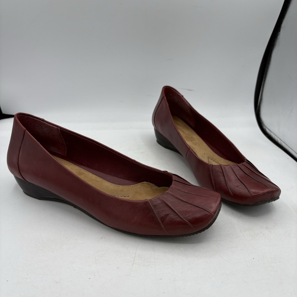 Naturalizer Shoes Womens Size 11 M Farrah Dark Red Loafers Leather Wedge